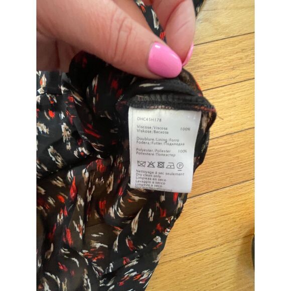 Gerard Darel Black Multi-Color Abstract Print Tie-Neck Blouse Size 44‎ - Picture 5 of 6